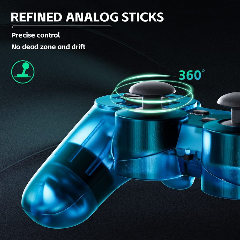 Burcica Wireless Controller for PS-2 Play 2 Double Vibration 2 - ClearGreen and ClearPurple - Image 2